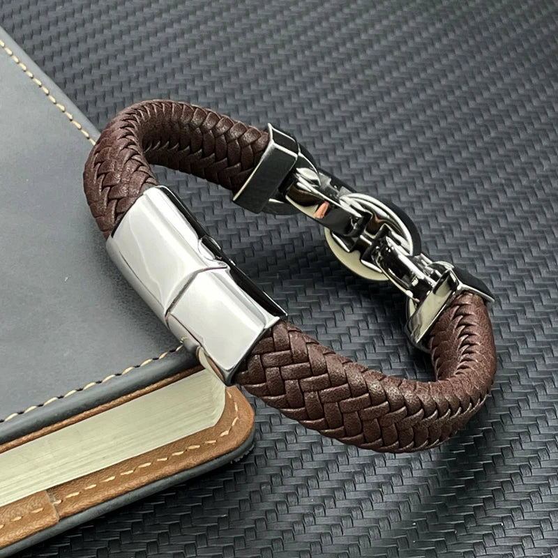 Martin – Armband aus echtem Leder & Edelstahl - Punk-Stil