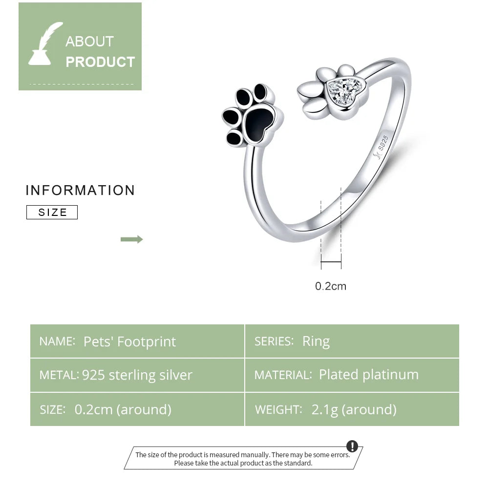 Hundepfote Ring – Verstellbarer - Silber