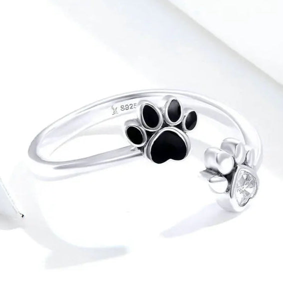 Hundepfote Ring – Verstellbarer - Silber