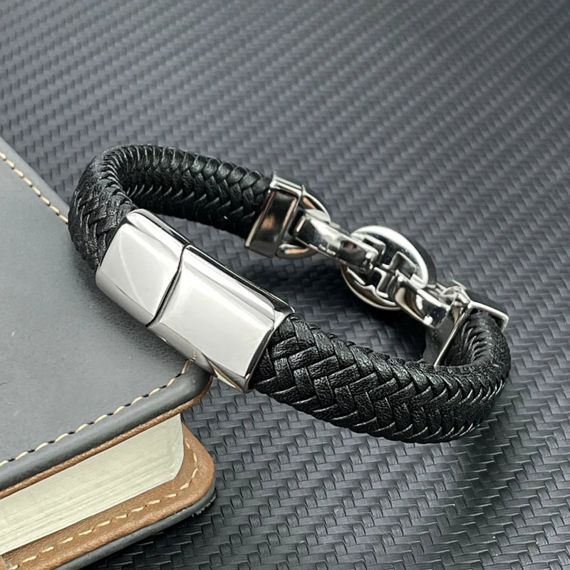 Martin – Armband aus echtem Leder & Edelstahl - Punk-Stil