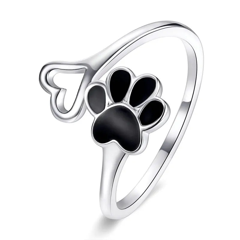 Hundepfote Ring – Verstellbarer - Silber
