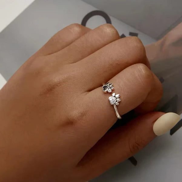 Hundepfote Ring – Verstellbarer - Silber