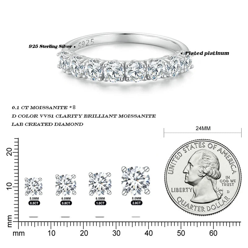 0.8 CT Moissanit Eternity Ring für Damen