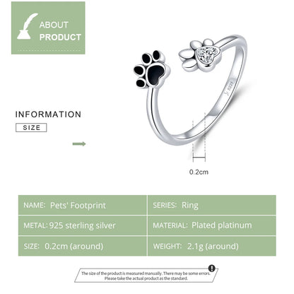 Hundepfote Ring – Verstellbarer - Silber