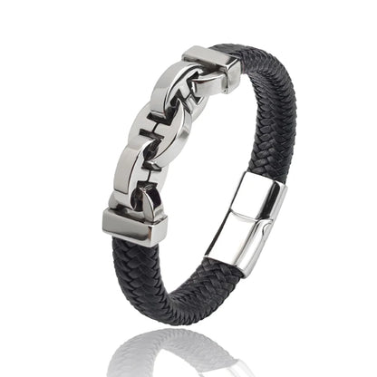 Martin – Armband aus echtem Leder & Edelstahl - Punk-Stil