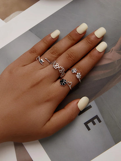 Hundepfote Ring – Verstellbarer - Silber