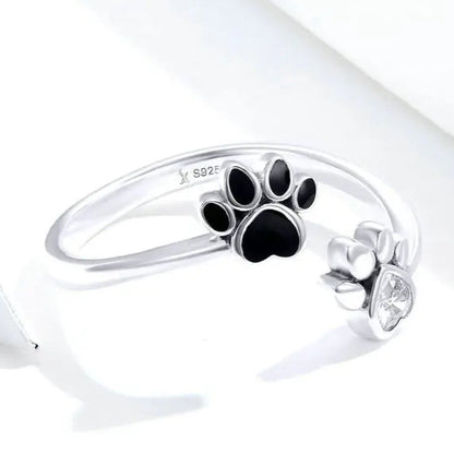 Hundepfote Ring – Verstellbarer - Silber