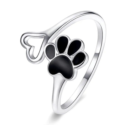 Hundepfote Ring – Verstellbarer - Silber