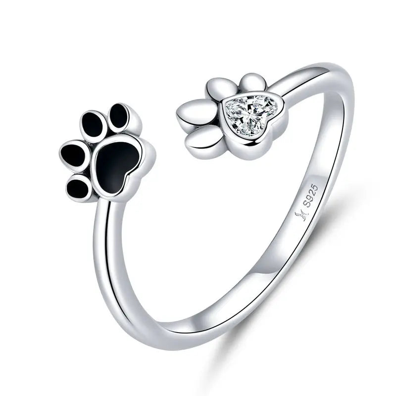 Hundepfote Ring – Verstellbarer - Silber