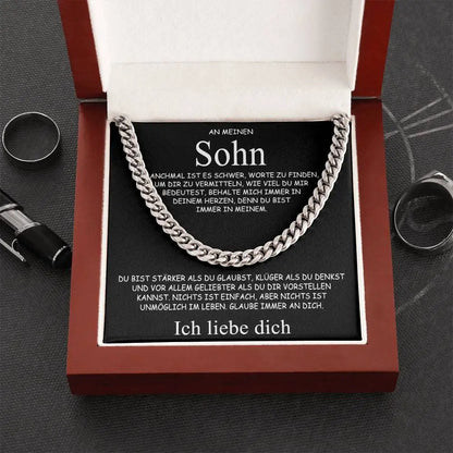 An meinen Sohn – Geschenk Edelstahl-Kette mit Karte
