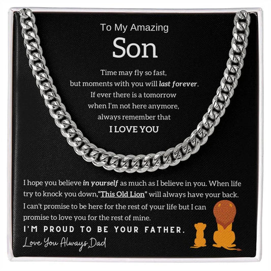 An meinen Sohn – Geschenk Edelstahl-Kette mit Karte