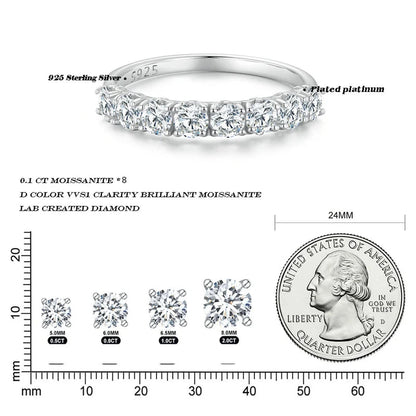 0.8 CT Moissanit Eternity Ring für Damen