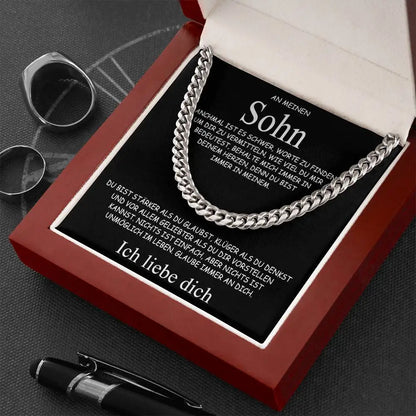 An meinen Sohn – Geschenk Edelstahl-Kette mit Karte