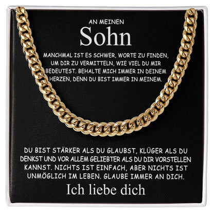 An meinen Sohn – Geschenk Edelstahl-Kette mit Karte