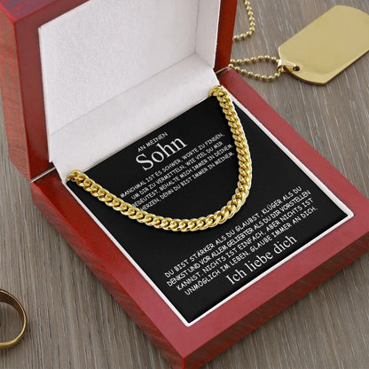 An meinen Sohn – Geschenk Edelstahl-Kette mit Karte
