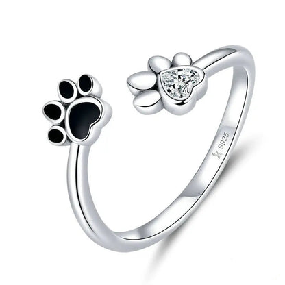 Hundepfote Ring – Verstellbarer - Silber