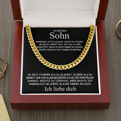 An meinen Sohn – Geschenk Edelstahl-Kette mit Karte